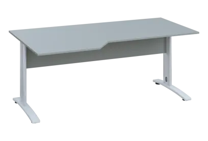 EZK 28 - 186 stůl kancelářský, rohový, levý, kovová podnož bílá, deska 25 mm, široký 1800 mm, šedá